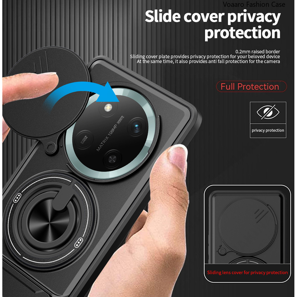 Giáp Xoay Ống Kính Trượt Funda Cho Honor X9C Ốp Lưng Vòng Từ Tính Dành Cho Honor Magic7 Lite X60 Pro Ốp Lưng Chân Đế Có Thể Gập Lại Capa