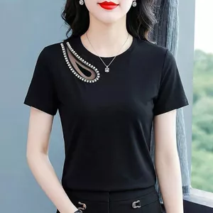 Áo thun ngắn tay cổ tròn vừa vặn và thời trang mùa hè mới dành cho nữ