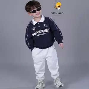 Bộ Nỉ Thu Đông Bé Trai Phối Màu UNTHINKABLE – Cổ Bẻ 2 Da Mềm Mịn, Form Đẹp, Thoải Mái