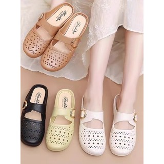 Mới Nữ Baotou Dép Đi Biển Nữ Mùa Hè Phù Hợp Với Đế Mềm Bề Mặt Mềm Chống Trơn Trượt Lỗ Giày Bên Ngoài Mặc Dép Nữ