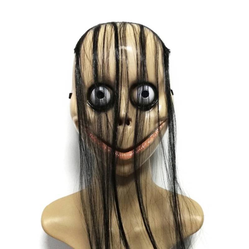 [modavietnamshop] Mặt nạ kinh dị Halloween tóc dài, mặt nạ hài hước miệng hình chữ V, mặt nạ ma nữ tóc giả, hóa trang, cosplay MoMo