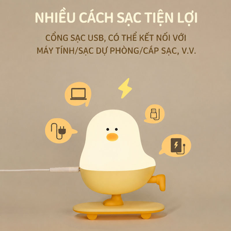 Đèn Ngủ Skateboard Chick Tạo Hình,Sạc USB,Đèn Để Bàn Decor,Quà Tặng Lưu Niệm