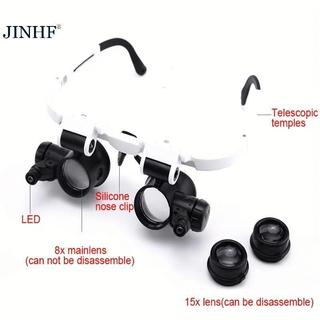 Kính lúp JINHF 8X / 15X / 23X cho thợ kim hoàn, có đèn LED, kính đọc sách, kính thiên văn