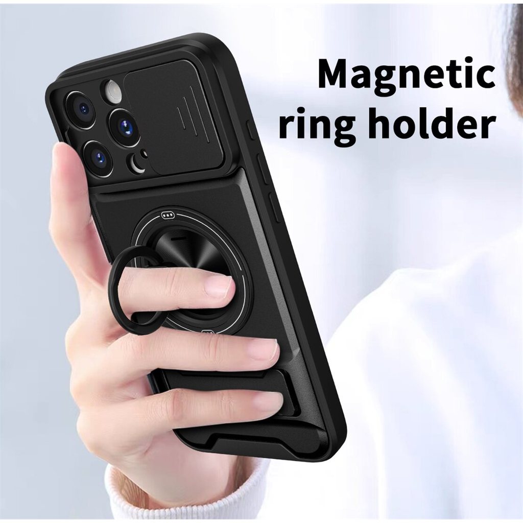 Ốp Điện Thoại Đa Năng Sang Trọng Thích Hợp Cho iPhone 16 Pro Max 14 17 13 12 11 15 Dây 360°Giá đỡ vòng có vỏ máy ảnh Vỏ bảo vệ toàn diện chống sốc