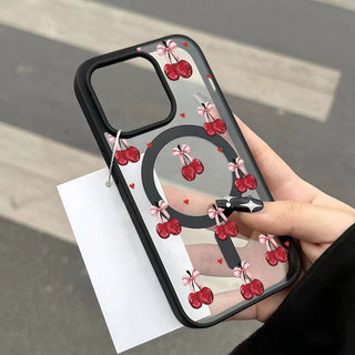 Ốp bảo vệ iPhone họa tiết anh đào sạc từ tính chống trầy xước - iP 7/8/X/XS/11/12/13/14/15/16/17/Plus/Pro/Max/Air