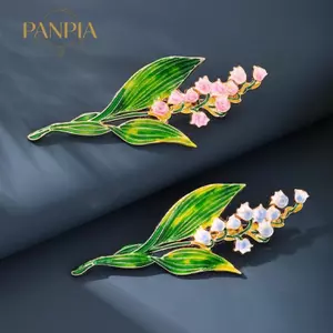 PNPIA- Cổ Điển Men Lily Trâm Pin Cho Nữ Hợp Kim Thiết Kế Thực Vật Khăn Ve Áo Đầm Dự Tiệc Phụ Kiện