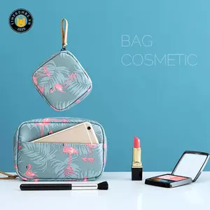 {TB & Bag} Túi mỹ phẩm mini Flamingo màu trơn du lịch, túi đựng đồ vệ sinh cá nhân, túi trang điểm xương rồng, túi đựng đồ mỹ phẩm