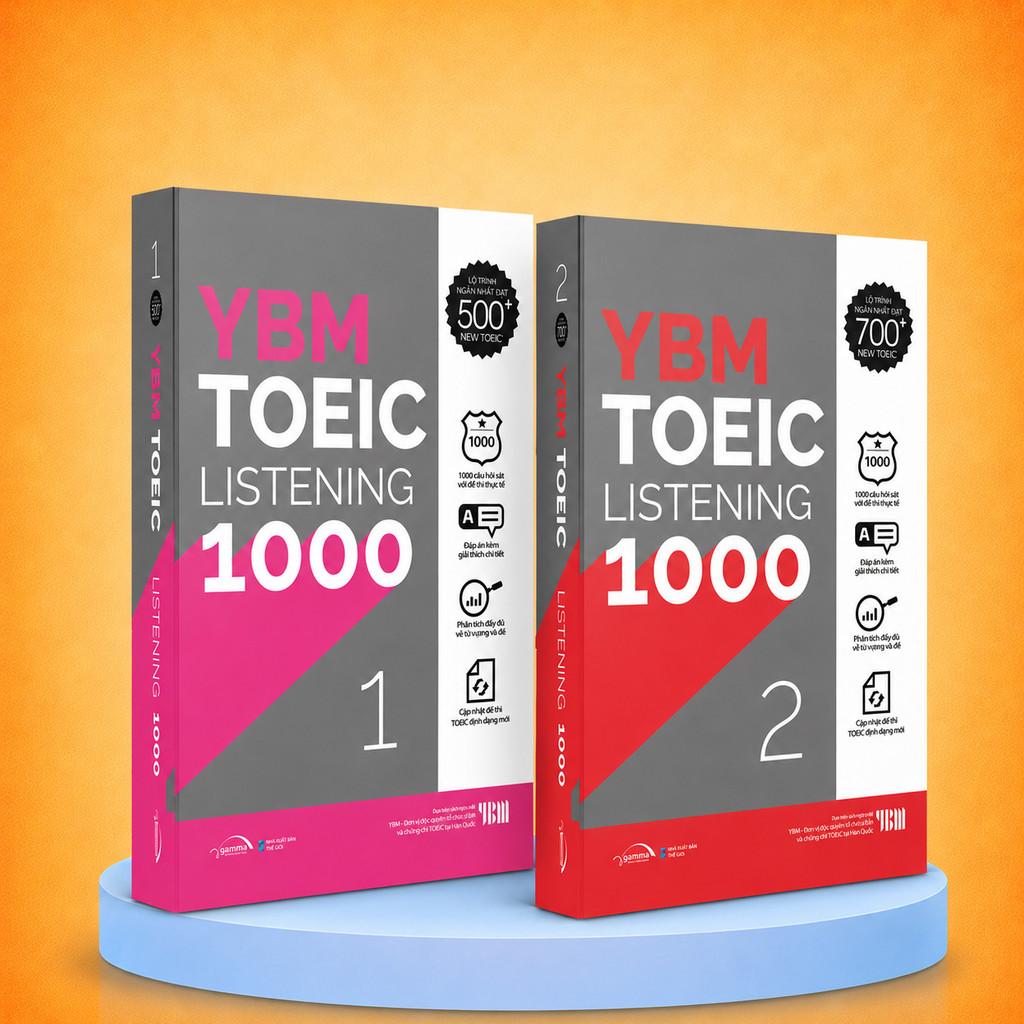 Sách - Lẻ/Combo: YBM TOEIC Listening 1000 Vol 1 + 2– 10 Đề Thi Sát Format TOEIC Mới (Gamma Books)