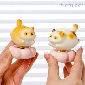 WANYEDI Trang trí máy tính để bàn, Các bức tượng động vật Đế trang trí mèo, Nhựa thời trang Hoạt hình dễ thương Mini Trang trí văn phòng Mặt hàng Quà tặng