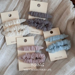 Yoing / Pháp Thanh Lịch Cloud Puff Kẹp Tóc Lưới Xếp Ly Kẹp Mũ Đội Đầu Mỏ Vịt Kẹp