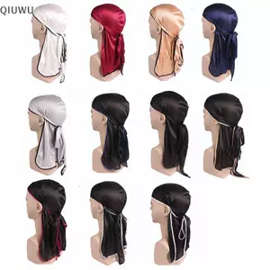 QIUWU Unisex Nam Nữ Durag Mũ Mũ Mũ Mũ Lụa Cướp Biển Mũ Quấn.