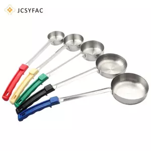 JCSYFAC Thìa Nước Sốt Bằng Thép Không Gỉ Có Tay Cầm Cao Su Dài Chống Nóng Pizza Lây Lường Đo Thìa Canh Nấu Ăn Nhà Bếp Bộ Đồ Ăn Mới