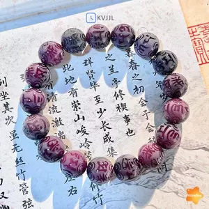 Rễ Bồ Đề Tự Nhiên Đính Hạt Sáu-Character Mantra Phật Giáo Vòng Tay Nam Nữ Mân Côi Fortune Good Lu Charm Trang Sức Trang Trí Mới