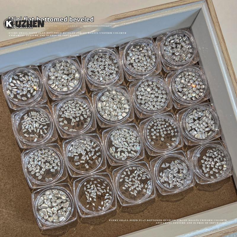 KUZHEN Hỗn Hợp Zircon Móng Tay Kim Cương Giả Sáng Bóng, Đá Quý Thủy Tinh Trang Trí Quyến Rũ DIY Làm Móng Tay Nghệ Thuật HOT