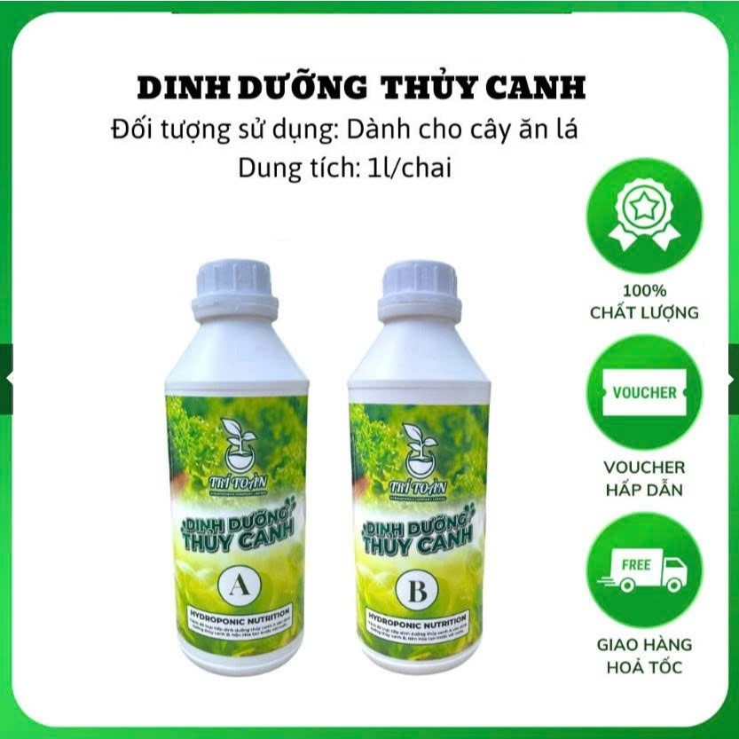 Dung Dịch Thủy Canh A+B – Dinh Dưỡng Trồng Rau Thủy Canh Tại Nhà, Rau Xanh Khỏe - Bộ 1 Lít Trí Toàn