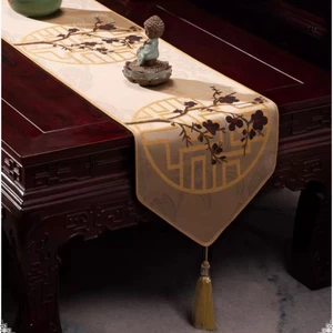 Phong Cách Trung Hoa Mới Trung Quốc Bàn Chạy Satin Thiền Trà Bàn Trà Vải Dải Bàn Trà Bàn Ăn Bàn Bên Tủ Vải Bàn Chạy 26.5.20