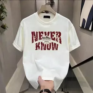 Áo phông nam cotton 220GSM oversize in chữ tiếng Anh NEVER KNOW thời trang đường phố mùa hè