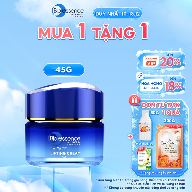 Kem dưỡng ngăn ngừa lão hóa, nâng cơ mặt  & dưỡng sáng với hoa phong lan đen và tinh chất gạo Bio essence Bio-Vlift 45g