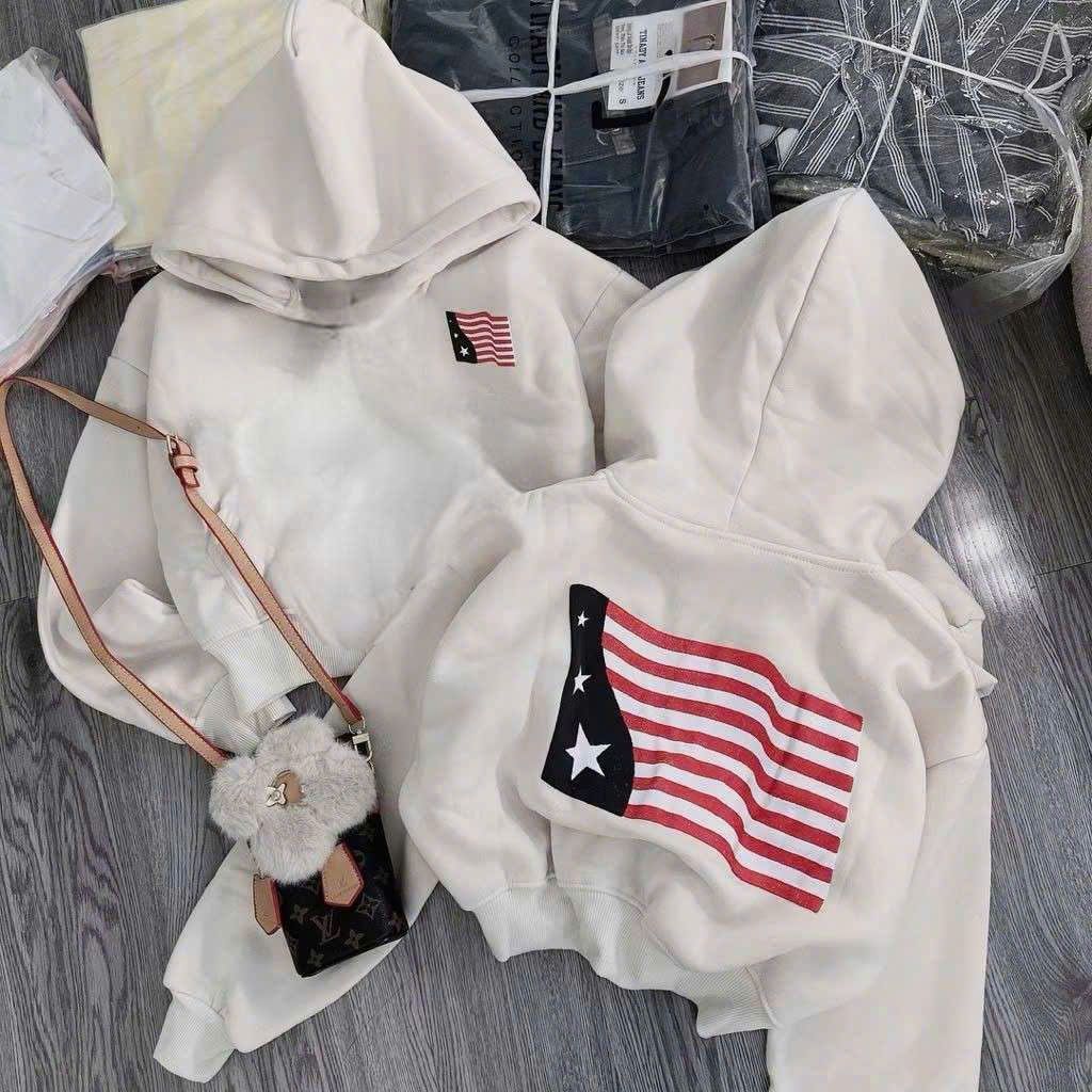 ( XẢ HÀNG ) Áo Hoodie Nỉ Mùa Đông Unisex Form Rộng Đẹp Giá Rẻ Vô Địch-Hình lá cờ mỹ - quanaao94