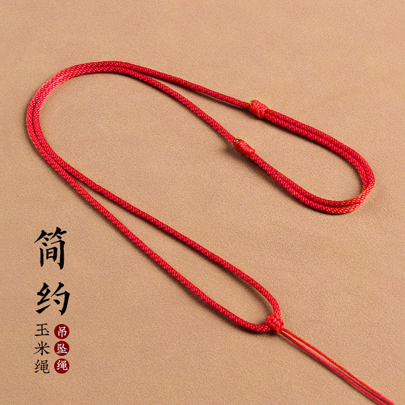 Dây chuyền đỏ handmade với khóa ngọc và mặt dây chuyền ngọc, phù hợp nam giới