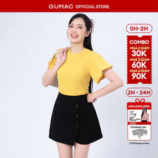 Quần váy nữ GUMAC xẻ đắp đính nút vải tuyết mưa mưa dặn thoáng mát  LSHF1201