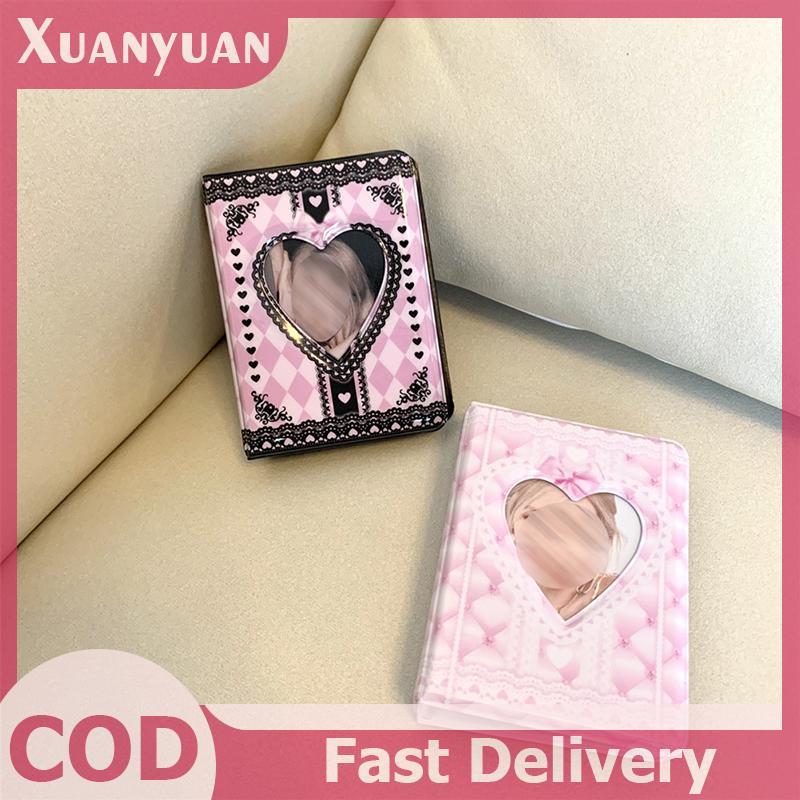 XUAN INS Hồng Đen Ren Kẻ Sọc Album Ảnh Kpop Hàn Quốc Thần Tượng Ngôi Sao Đuổi Theo Chất Kết Dính photocard Giá Đỡ 3 Inch Sưu Tập Album Sách VN