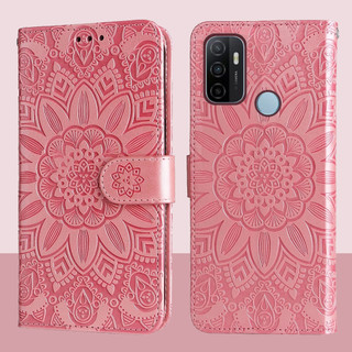 Ốp Lật Ví Da Từ Tính Cho OPPO A32 A53 A33 2020 4G A53S Vỏ Điện Thoại Hoa Hướng Dương Nổi