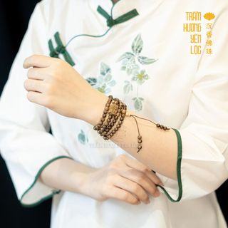 Vòng Gỗ 108 Hạt Trầm Hương mix Phật -  Trầm Hương Yên Lộc