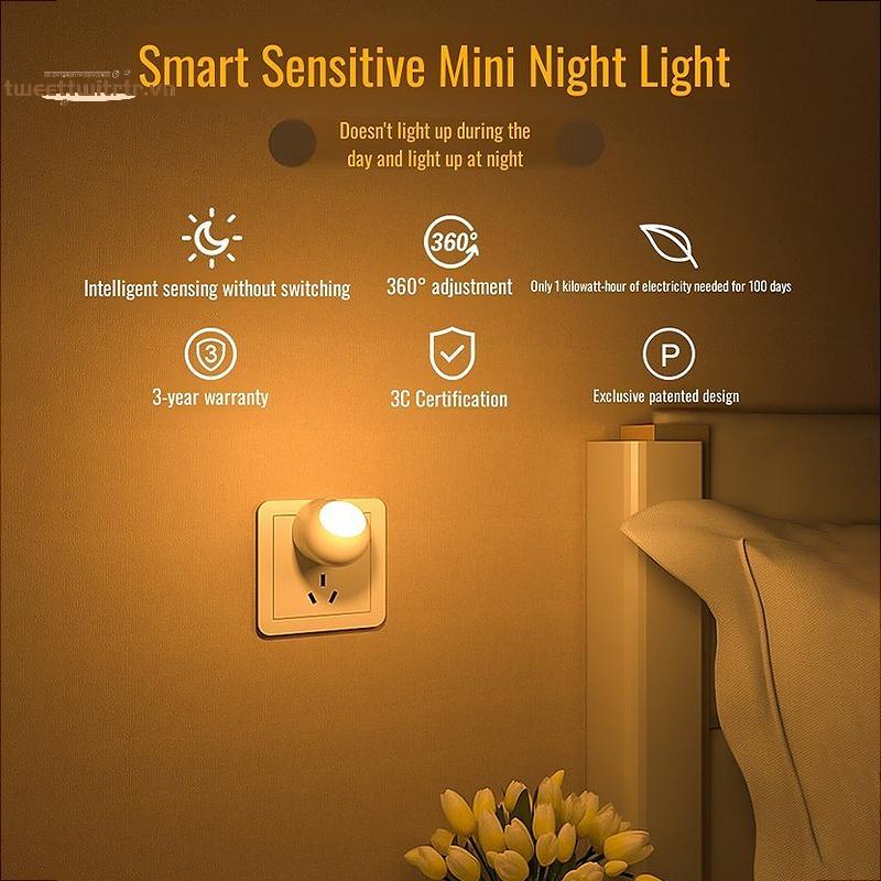 TRTR 360° Đèn Ngủ LED Cảm Biến Ánh Sáng Mềm Mại Cho Bé Ăn Bảo Vệ Mắt Tiết Kiệm Năng Lượng Đèn Học Đọc Sách Hành Lang VN