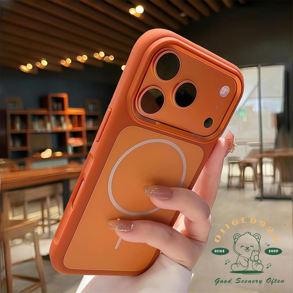 【 Ốp lưng iPhone17 】 Vỏ điện thoại từ tính dạng lỏng màu cam iphone17 Pro Max cho vỏ iPhone Vỏ mềm silicon TPU chống sốc