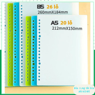 Bộ 4 Bìa nhựa tab phân trang sổ còng A5 / B5 / A4 màu trong suốt, xanh dương Bìa nhựa làm Binder