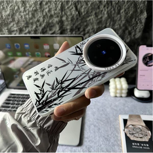 Thư Pháp Tranh Mực Tre Micro Matte Ốp Lưng Điện Thoại Vivo X300 Pro X200 Ultra X200 Pro X100S Pro V60 V50 V40 Vỏ Vivo Chống Sốc