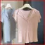 YB1 Mùa Hè Ren Splice Cổ Chữ V Đan Top Giả Hai Mảnh Slim Fit Thanh Lịch Áo Sơ Mi Tay Ngắn Cho Nữ BY1