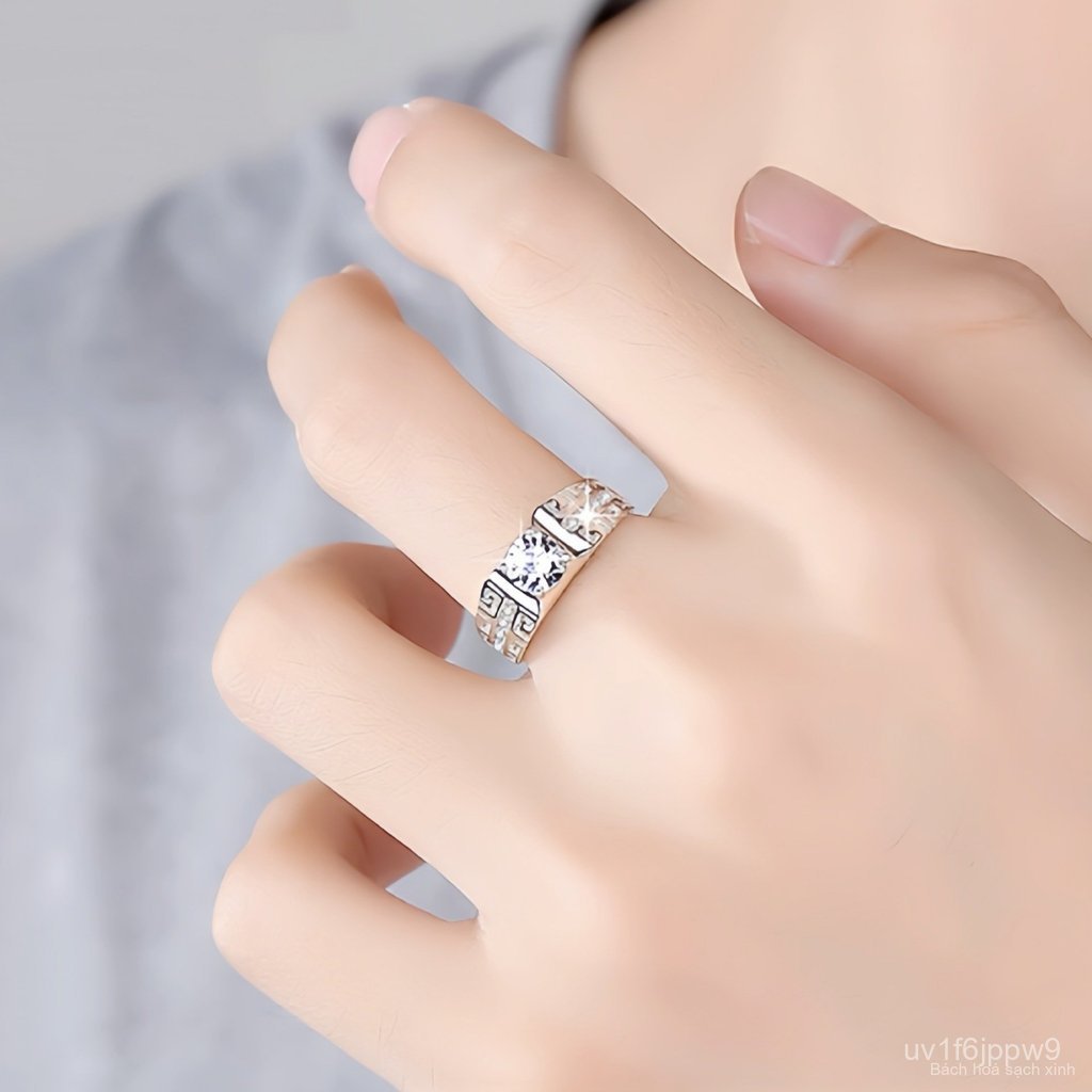 hoàn hảo cho lễ đính, nhẫn moissanite bằng thép titan có thể điều chỉnh kích thước, không phai màu dành