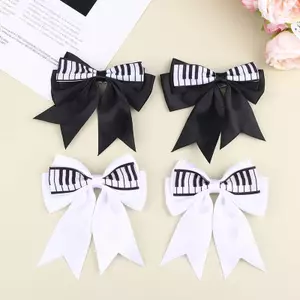 PNPIA- Piano Chìa Khóa Nơ Kẹp Tóc Kẹp Tóc Retro Cô Gái Bên Dubill Kẹp Tóc Phụ Kiện Màu Trắng Vintage Nơ Kẹp Tóc Cho Bé Gái Dễ Thương