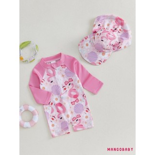 MG-Toddler Bé Trai Bé Gái Rash Guard Đồ Bơi Playsuits Cá Mập / Vỏ In Dây Kéo Dài Tay Chống Nắng Bộ Đồ Tắm Có Mũ Bơi
