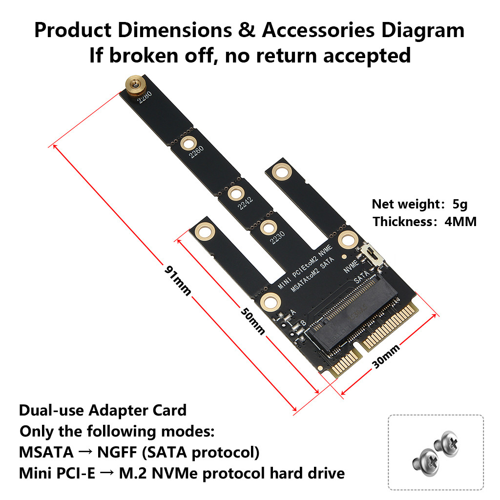JMT 2in1 Mini PCI-E / mSATA Sang M.2 M Key NVME / B + M Key SATA SSD Adapter Card Cho M.2 NVME / SATA 2230 2242 2260 2280 SSD