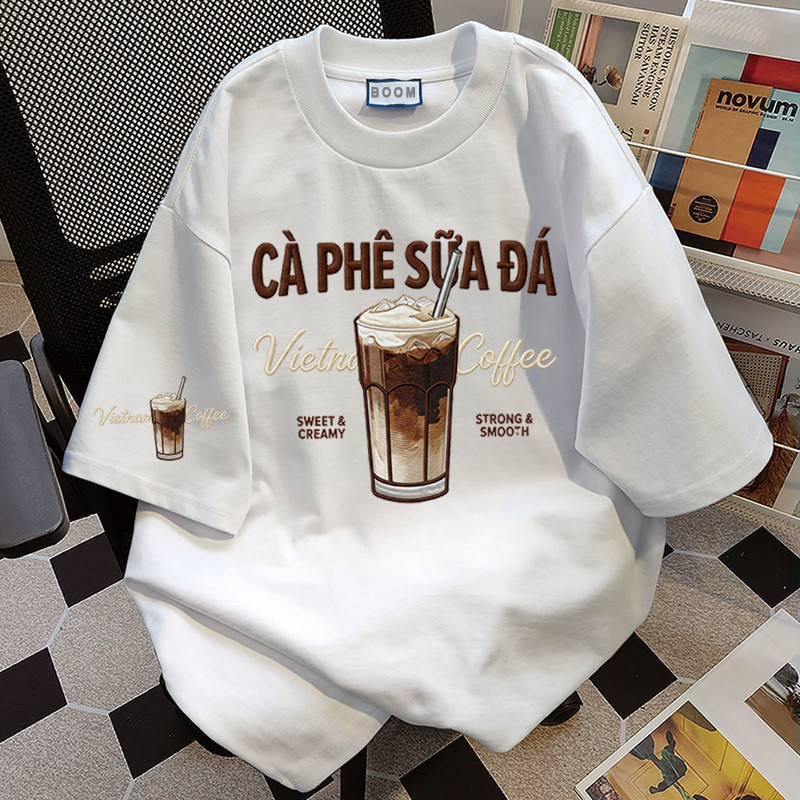 BOOM Áo thun nữ kiểu hàn quốc form rộng tay lỡ cổ tròn cotton Mát-Hè hot trend in cách dễ thương Áo phông form vừaV093