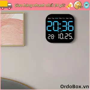Đồng hồ treo tường điện tử ORDOBOX, Đồng hồ LED kỹ thuật số nhiệt độ ngày, Lịch điều khiển bằng giọng nói Đồng hồ bàn hiển thị DST cho phòng ngủ