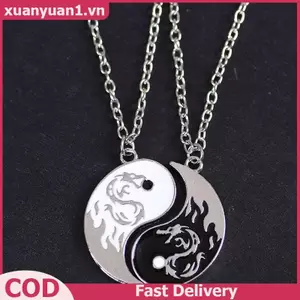XUAN Thời Trang Rồng Hình Âm Dương Vòng Tay Có Thể Điều Chỉnh Thái Cực Cặp Đôi Nelace Cho Bạn Trai Bạn Gái Ngày Lễ Tình Nhân Món Quà Trang Sức VN