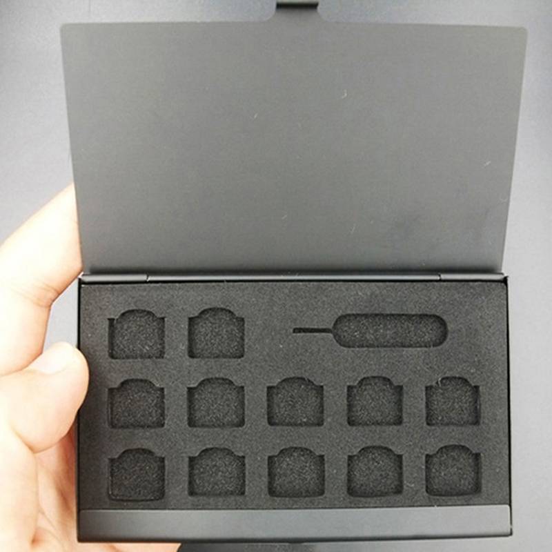 < WHPHous-t > 12 khe-NANO + 1-Slot-Card-Pin Nhôm Di Động SIM Micro Pin Thẻ SIM Nano Hộp Bảo Quản Thẻ Nhớ Hộp Bảo Vệ Đẹp