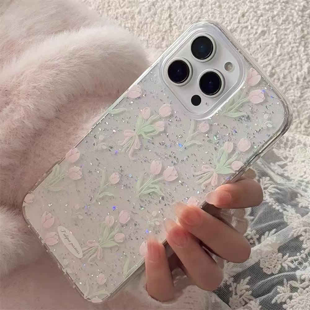 HoachoiPhone17PROMAXtrường hợp điện thoại161211xr lưới đỏ78p rõ ràng flash bột trường hợp