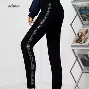 DELMER Leisure Long Lanh Quần, Quần Hậu Cung Siêu Co Giãn Quần Legging Lấp Lánh, Quần Legging Eo Cao Làm Dày Mũi Khoan Sáng Cao Cấp Pha Lê Chiều Dài Đến Mắt Cá Chân Quần Đáy Văn Phòng