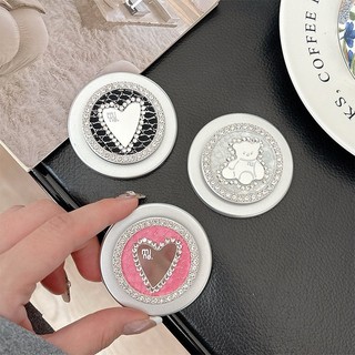 Sliver Bear Kim Loại Kim Cương Tròn Từ Tính Giá Đỡ Điện Thoại Cho IPhone 17 16 15 14 13 12 Pro Max 14 Plus Có Thể Gập Lại Vòng Tay Co Giãn Để Bàn Đứng P4