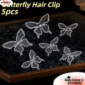NORDICLIFE 5 Cái / bộ Kẹp Tóc Bướm, Kẹp Tóc Bướm Thanh Lịch Tinh Tế, Bộ Phụ Kiện Mũ Cô Dâu Handmade Phong Cách Ngọt Ngào Đáng Yêu