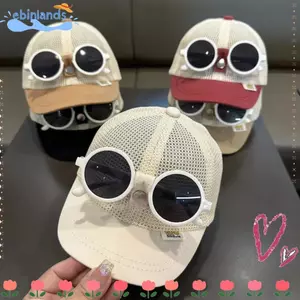 Mũ bóng chày cho bé EBINLANDS, Mũ chống nắng lưới thoáng khí cho trẻ sơ sinh, chống nắng với kính râm có thể tháo rời Mũ lưỡi vịt có thể điều chỉnh Bé trai bé gái