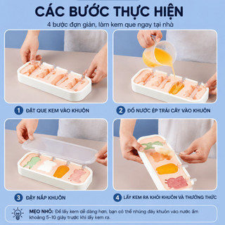 Khay Làm Kem Silicon Cho Bé Tạo Hình Dễ Thương MAISON, Khuôn Làm Thạch Pudding Kèm Nắp Đậy Cao Cấp