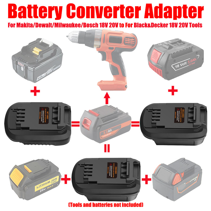 Bộ Chuyển Đổi Pin Cho Makita / DeWalt / Milwaukee / Bosch 18V / 20V Pin Dành Cho Đen & Decker 18V 20V Dụng Cụ