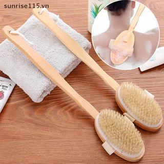 Bàn chải cơ thể phòng tắm SRVN Tay cầm dài Bàn chải lông tự nhiên Máy mát xa tẩy tế bào chết có tay cầm bằng gỗ Dụng cụ tắm chải khô.