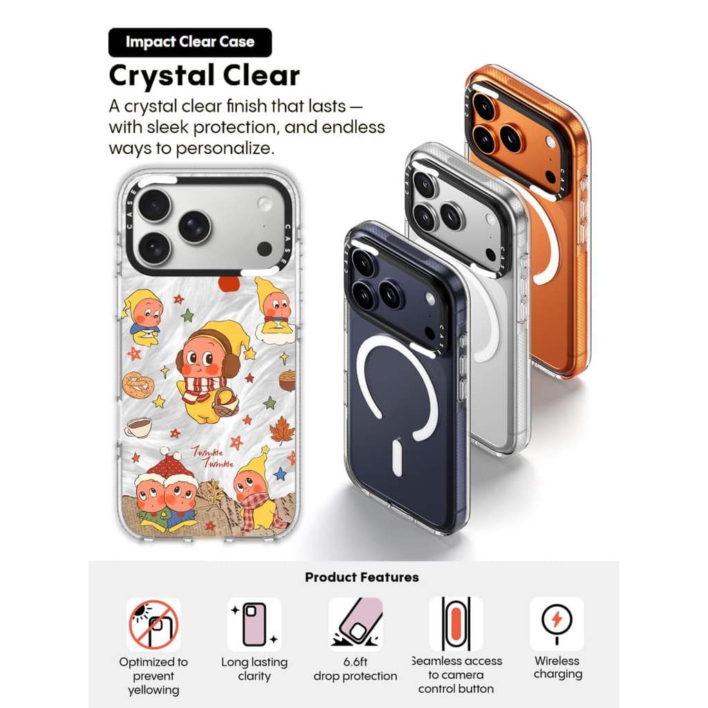 CASECASE X Twinkle Twinkle Case Impact Clear Magnetic Hút Case cho iPhone 17 / 16 / 15 / 14 / 13 Pro Max Air | Vỏ pha lê trong suốt có bao bì cao cấp